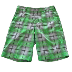 Nike Golf Tour Performance Dri Fit Shorts Plaid Green Grey, Size 34